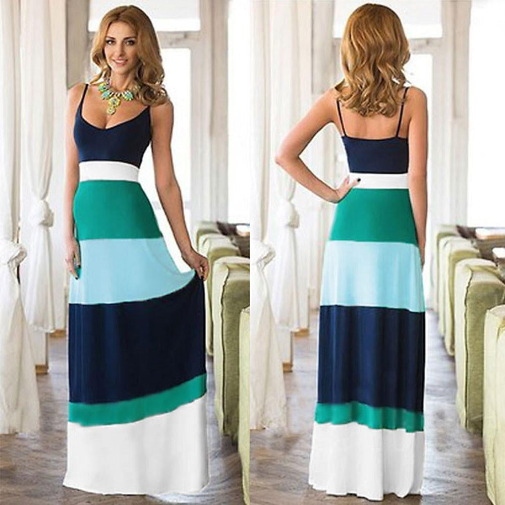 women vestidos boho long maxi dress color-matching summer dress evening party dresses bodycon plus size women clothing ukraine