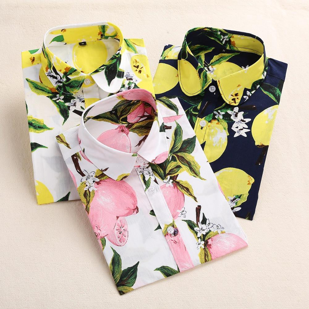Women Shirts Blouses Vintage Print Long Sleeve Women Tops Cotton Ladies Fashion Plus Size 5XL Clothing