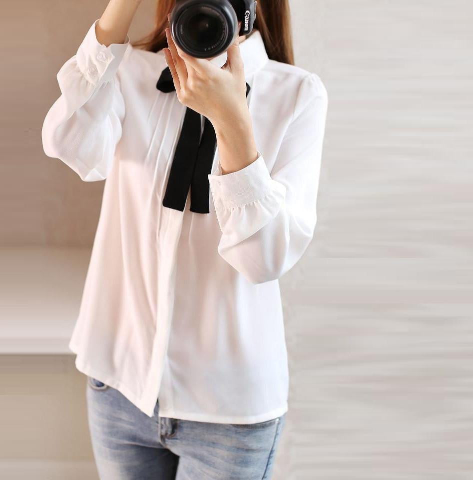 Women Chiffon Shirt Blouse Ladies Elegant Long Sleeve Shirts Female Office Shirt Plus Size birds Print