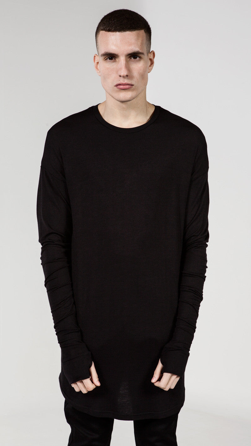 Online discount shop Australia - Mens Hip Hop T Shirt full Long Sleeve T-Shirt With Thumb Hole Cuffs Tees shirts Curve Hem Men Street Wear Tops