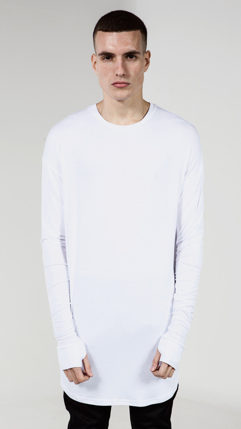 Online discount shop Australia - Mens Hip Hop T Shirt full Long Sleeve T-Shirt With Thumb Hole Cuffs Tees shirts Curve Hem Men Street Wear Tops