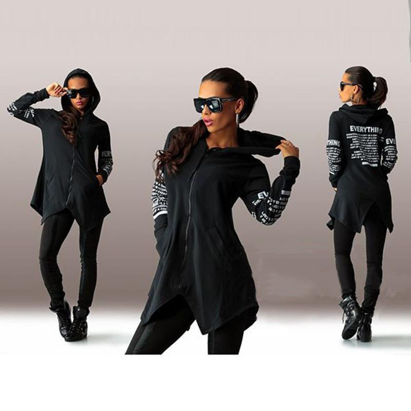 Women Hoodies sweatshirts letter long-sleeved hooded Plus Size Sportswear