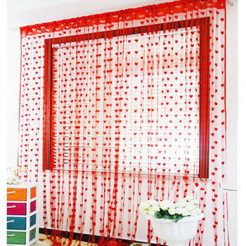 Chic Curtain Window Loving Heart Pattern Vestibule Floral Tassel String Balcony Lifting Sheer Valance Scarf Room Decor