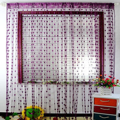 Chic Curtain Window Loving Heart Pattern Vestibule Floral Tassel String Balcony Lifting Sheer Valance Scarf Room Decor