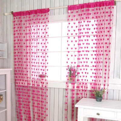 Chic Curtain Window Loving Heart Pattern Vestibule Floral Tassel String Balcony Lifting Sheer Valance Scarf Room Decor