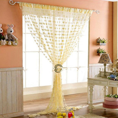 Chic Curtain Window Loving Heart Pattern Vestibule Floral Tassel String Balcony Lifting Sheer Valance Scarf Room Decor