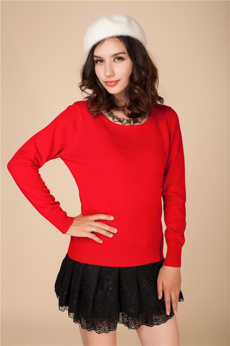 Online discount shop Australia - Cashmere Sweater Women Sweaters and Pullovers Women Fashion O Neck Solid Color Long sleeve XXL Knitted Sweater