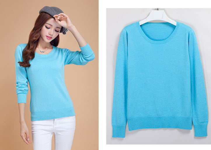 Online discount shop Australia - Cashmere Sweater Women Sweaters and Pullovers Women Fashion O Neck Solid Color Long sleeve XXL Knitted Sweater