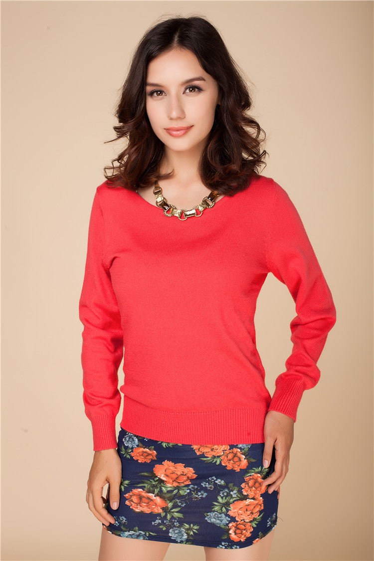 Online discount shop Australia - Cashmere Sweater Women Sweaters and Pullovers Women Fashion O Neck Solid Color Long sleeve XXL Knitted Sweater