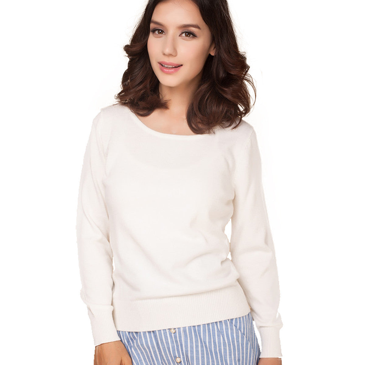 Online discount shop Australia - Cashmere Sweater Women Sweaters and Pullovers Women Fashion O Neck Solid Color Long sleeve XXL Knitted Sweater