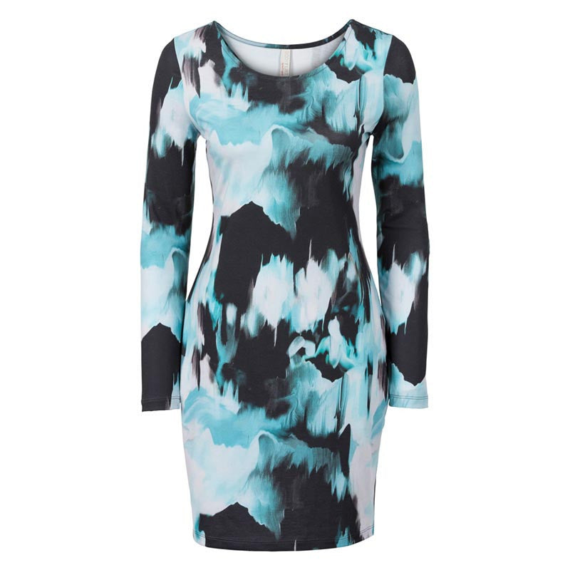 Online discount shop Australia - Dress Women Elegant Floral Print Army Green Women Dress Casual Long Sleeve Sheath Ladies Dresses Pink