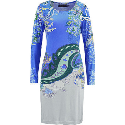 Online discount shop Australia - Dress Women Elegant Floral Print Army Green Women Dress Casual Long Sleeve Sheath Ladies Dresses Pink