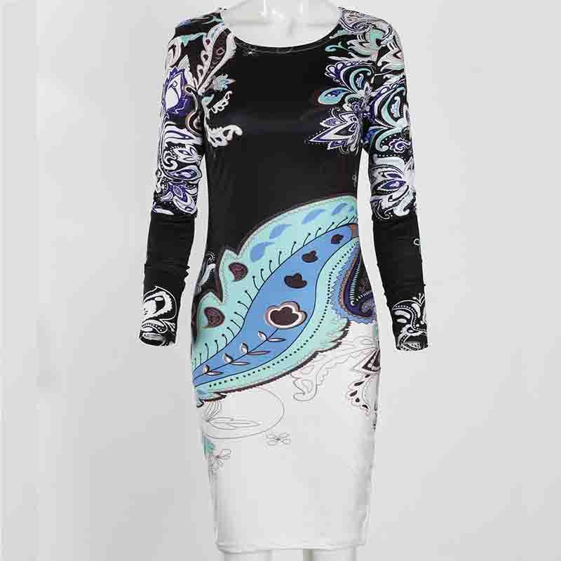 Online discount shop Australia - Dress Women Elegant Floral Print Army Green Women Dress Casual Long Sleeve Sheath Ladies Dresses Pink