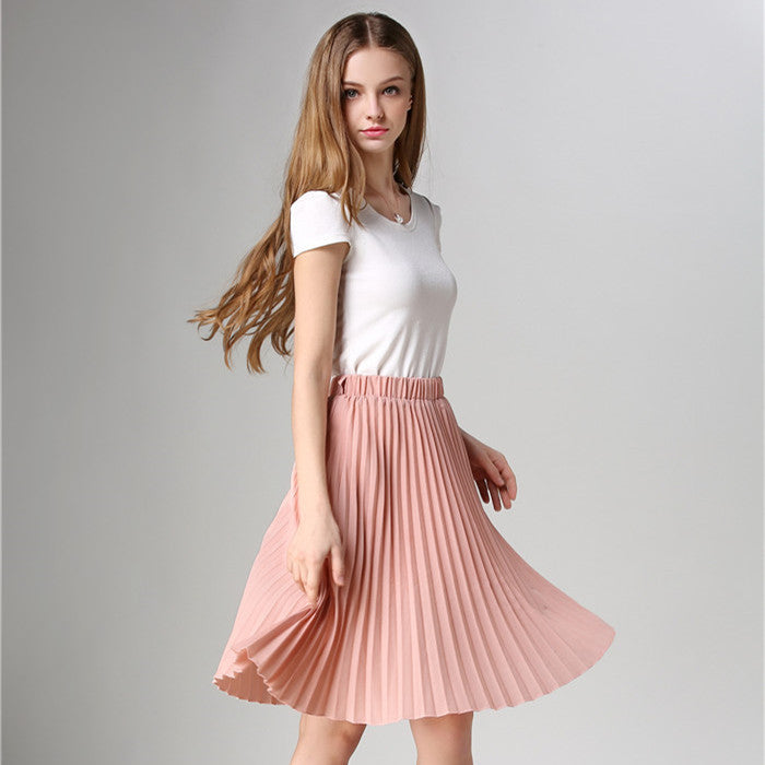 Online discount shop Australia - Elegant Tulle Pleated Skirt Blue Chiffon Skirt Women's Vintage Pink Midi Skirt