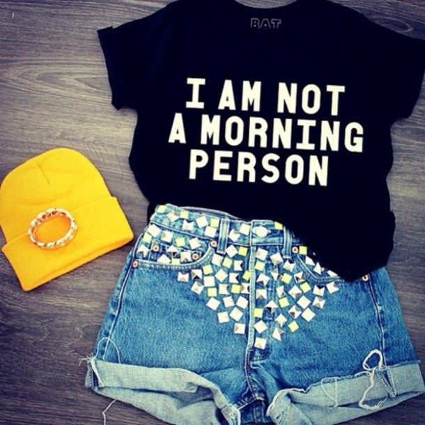 Online discount shop Australia - MORNING PERSON casual cotton funny punk letter printed short sleeve couple's lover's t-shirts S-XXXL t shirt women