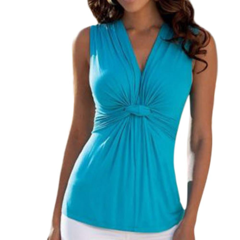 Online discount shop Australia - New  Fashion Women Ladies Sexy V Neck Kink Vest Sleeveless Blouses Tops chemise Casual Cotton  Shirt Z2