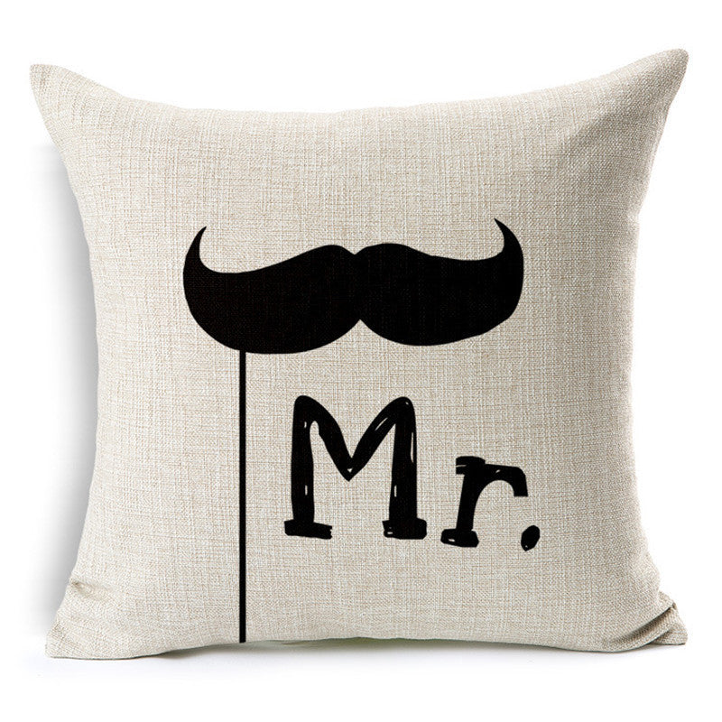 Online discount shop Australia - Mr Right And Mrs Always Right Cushion Printed Linen Pillowcase For Sofa Furniture & Home Decorative