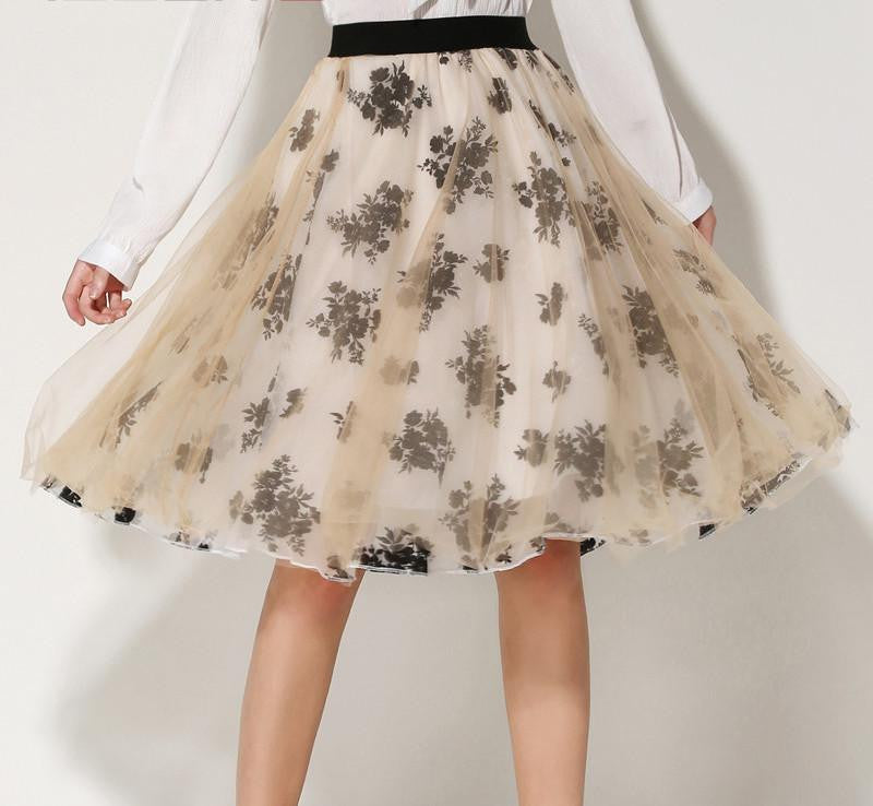 Skirts Womens Elegant Mesh Tutu Skirt Black Women Midi Skirt Jupe Longue Elastic High Waist Skirt