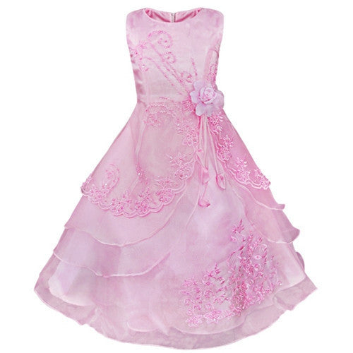 Online discount shop Australia - Embroidered Flower Girl Dress Kids Pageant Party Wedding Bridesmaid Ball Gown Prom Princess Formal Occassion Long Dress 4-14Y