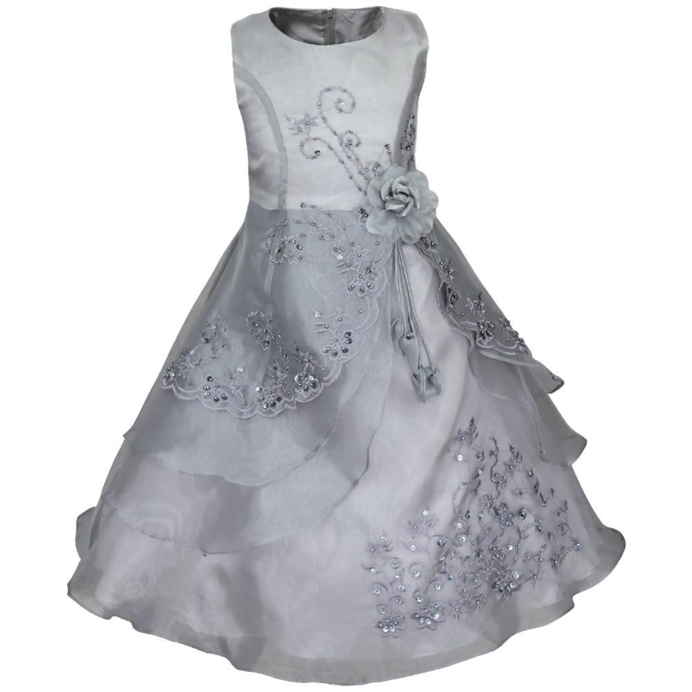 Online discount shop Australia - Embroidered Flower Girl Dress Kids Pageant Party Wedding Bridesmaid Ball Gown Prom Princess Formal Occassion Long Dress 4-14Y