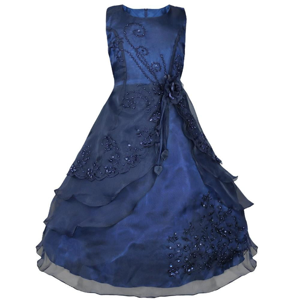 Online discount shop Australia - Embroidered Flower Girl Dress Kids Pageant Party Wedding Bridesmaid Ball Gown Prom Princess Formal Occassion Long Dress 4-14Y