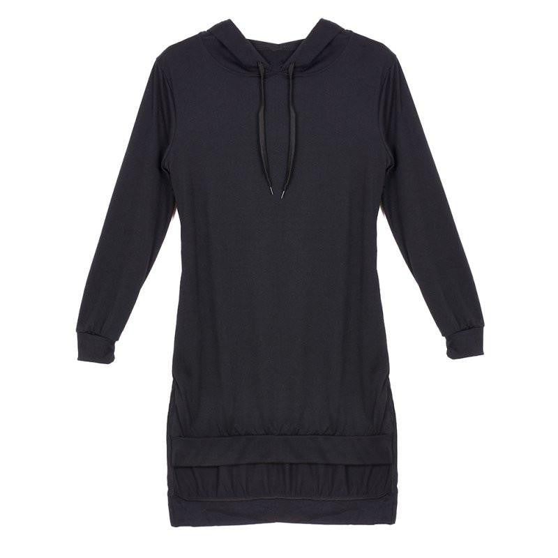 Women Casual Hat Hoodie Tops Long Sleeve workout Sweatshirts Hooded Mini Dress 3 Colors