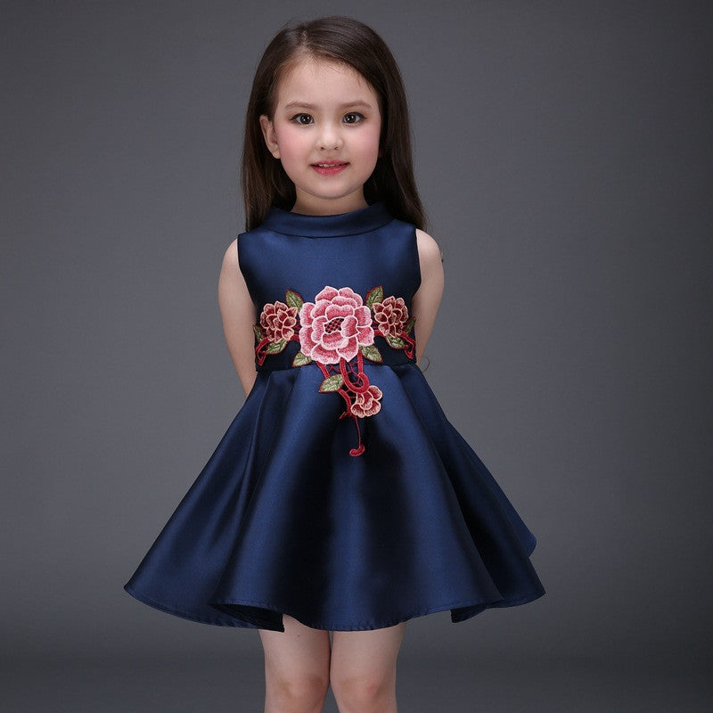Online discount shop Australia - high-end European girls dress baby girl embroidered princess dress kids girls cotton ribbons dress