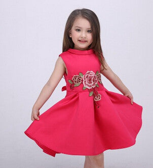 Online discount shop Australia - high-end European girls dress baby girl embroidered princess dress kids girls cotton ribbons dress