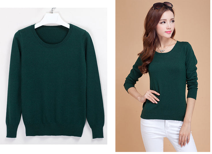 Online discount shop Australia - Cashmere Sweater Women Sweaters and Pullovers Women Fashion O Neck Solid Color Long sleeve XXL Knitted Sweater