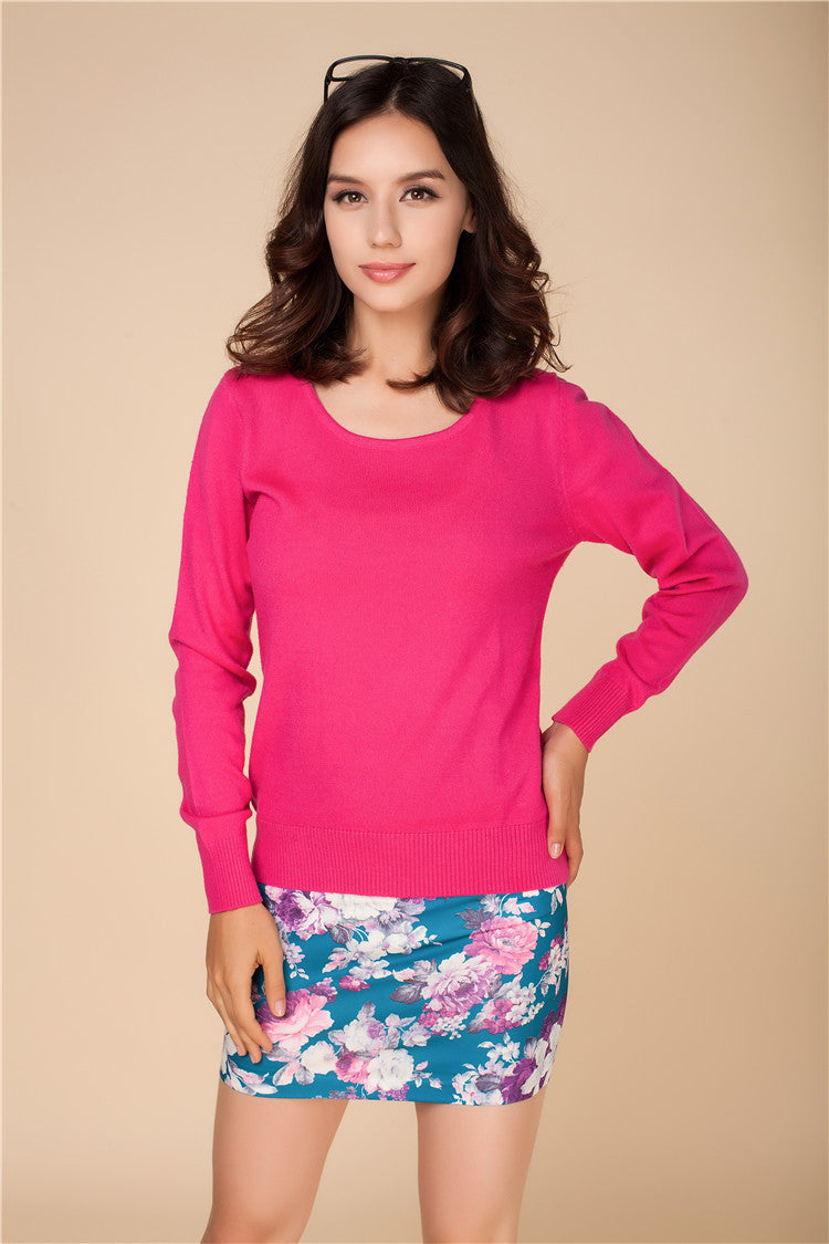 Online discount shop Australia - Cashmere Sweater Women Sweaters and Pullovers Women Fashion O Neck Solid Color Long sleeve XXL Knitted Sweater