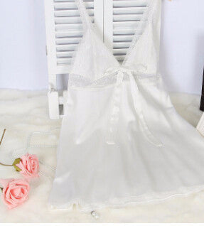 deep V-neck sleepwear HOT women Silk slips ladies full lace slips M-L-XL-XXL