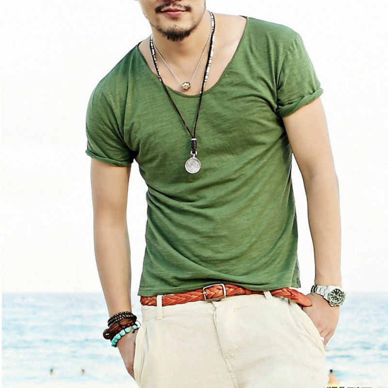 Scoop Neck Men's T Shirt In Multi Melange All Sizes Baboo Tonic Slim Fit Cotton Very Saints Style High A1