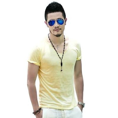 Scoop Neck Men's T Shirt In Multi Melange All Sizes Baboo Tonic Slim Fit Cotton Very Saints Style High A1