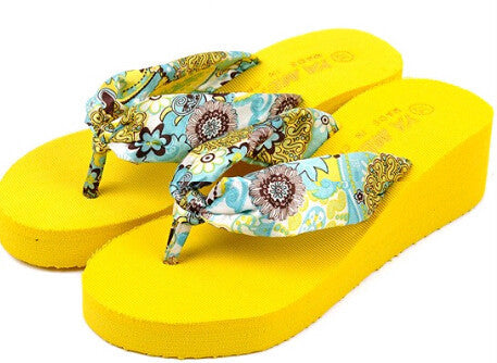 Online discount shop Australia - Bohemia flower Women flip flops platform wedges women sandals platform flip slippers beach shoes