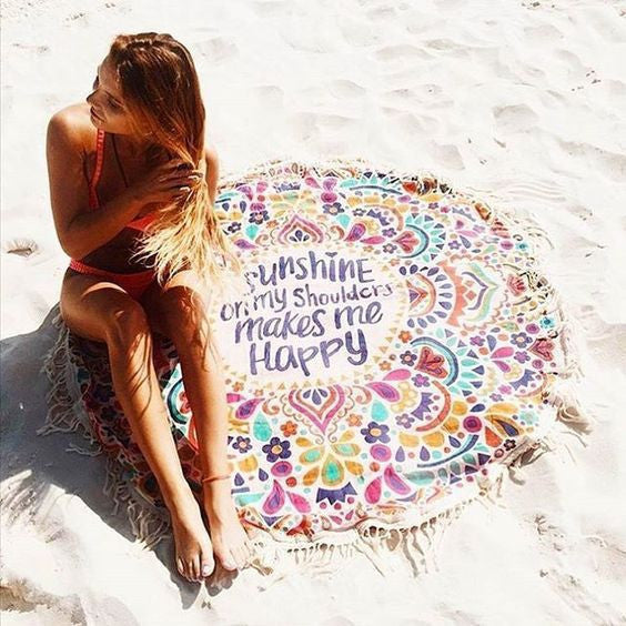 Online discount shop Australia - Beach Cover Up Round Tassel Cotton Pareo Beach Coverup Beach Mat Shawl Mat Letter Sarong Cloak Bathing Suit