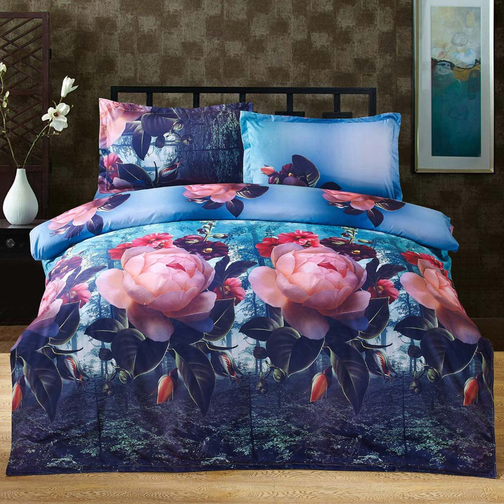 Online discount shop Australia - 4pcs/set 3D Reactive Printed Bedding Set Bedclothes Suit Queen Size Duvet Cover+Bed Sheet+2 Pillowcases Home Textiles