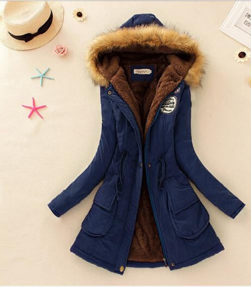 Womens Parkas Coat Jackets Women Thicken Warm Fur Collar Plus Size Parkas for Women Long warm Parka