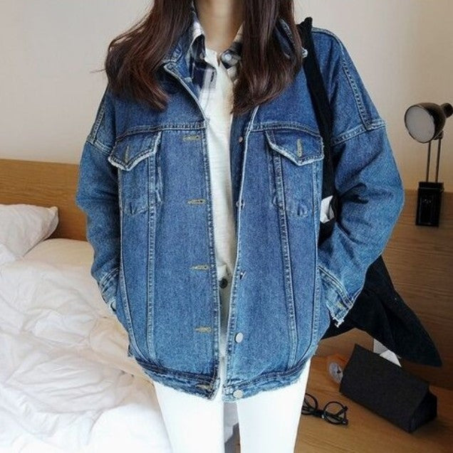Online discount shop Australia - Denim Jacket Bf Harajuku Style Single Breasted Ladies Jean Jackets Plus Size Vintage Womens Coats Slim Fit