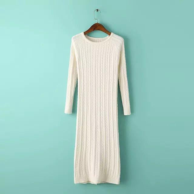 Twist Women long sweater Autumn Dress sexy slim Bodycon Dresses Elastic Skinny Split Brief Knitted Dress vestidos