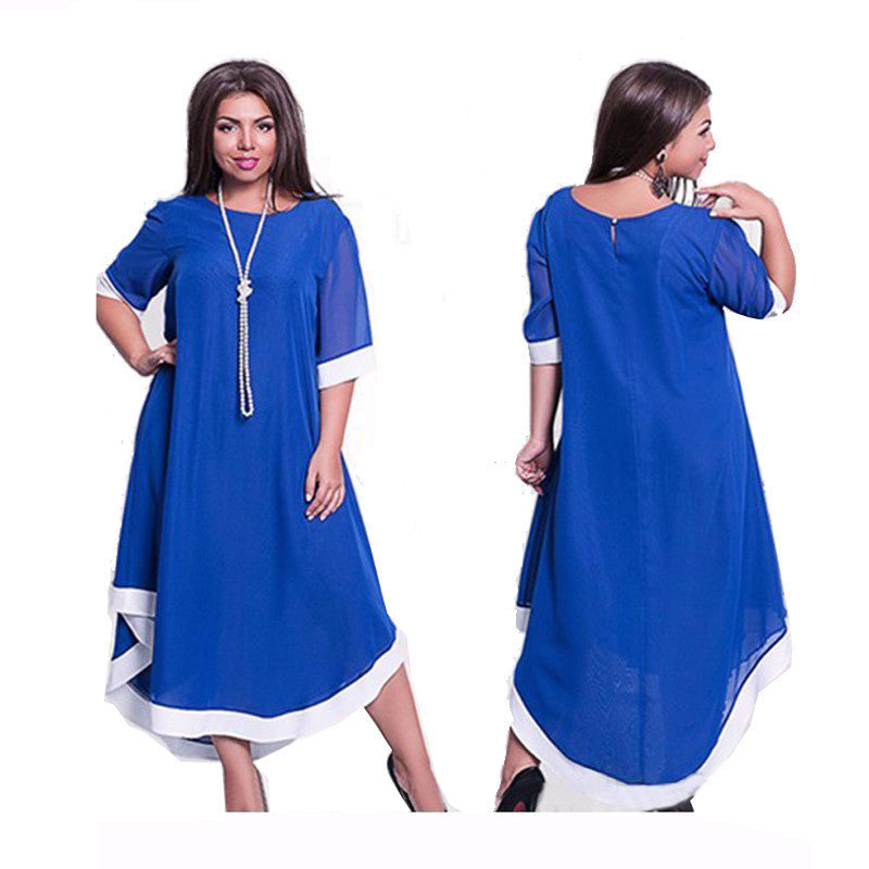 patchwork long maxi rockabilly chiffon dress loose plus size brief mid calf party dresses vetidos