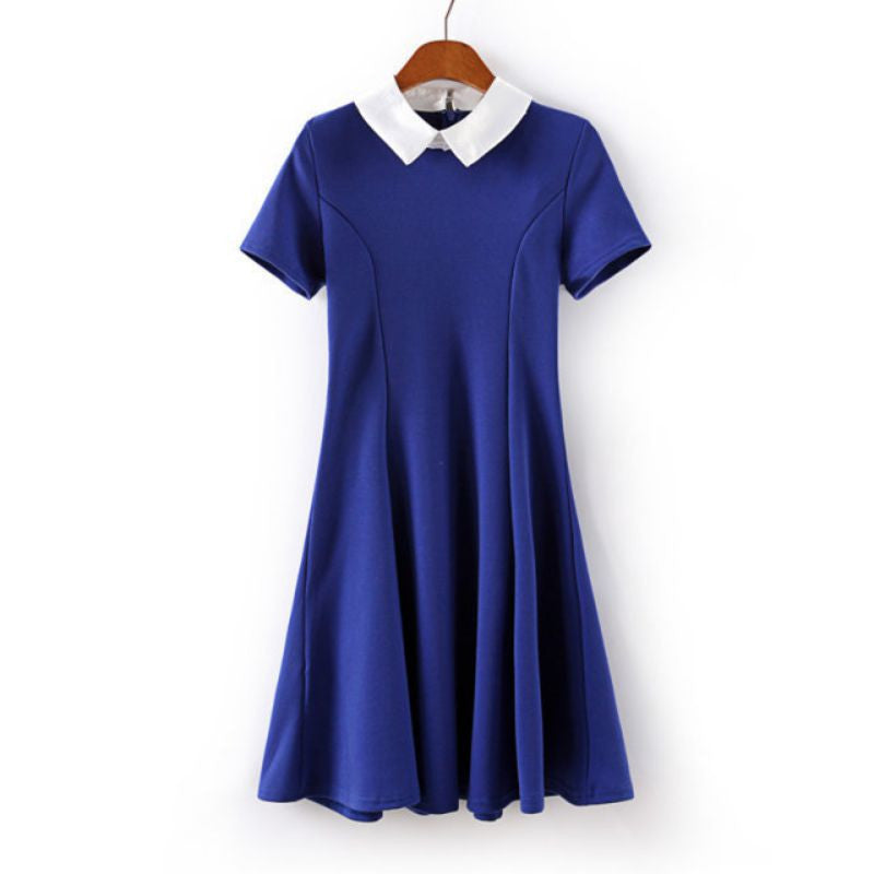 Online discount shop Australia - Elegant Women Vestidos Peter Pan Collar Dresses Party Lady Short Sleeve Office Dress School Sundress