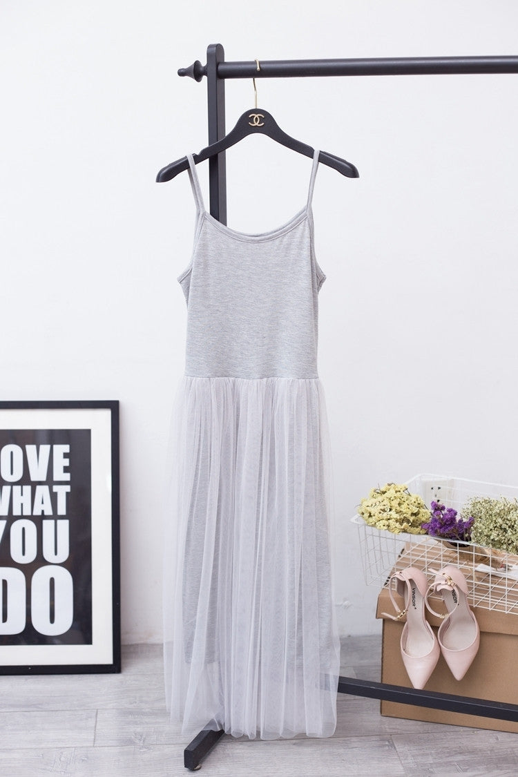 Pure Cotton Lace Split Joint Camisole Dress,5 colors available YD8100