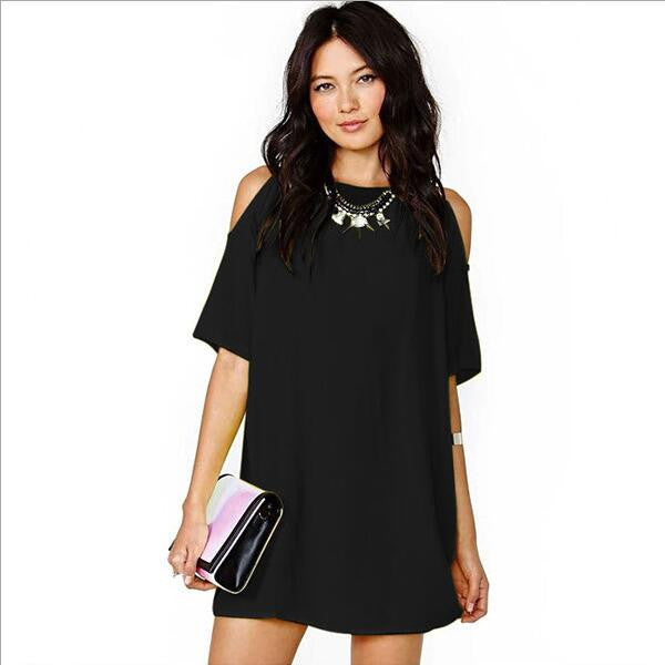Women's off shoulder Strapless Short-Sleeved Chiffon Mini Dress White Green sky blue