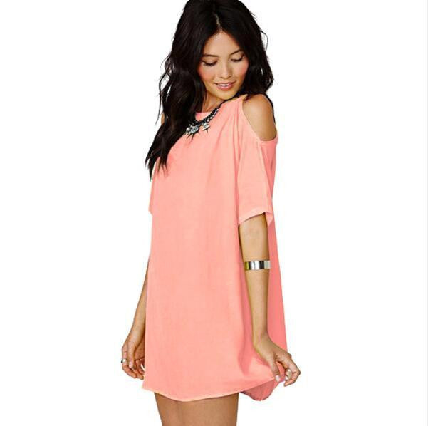 Women's off shoulder Strapless Short-Sleeved Chiffon Mini Dress White Green sky blue