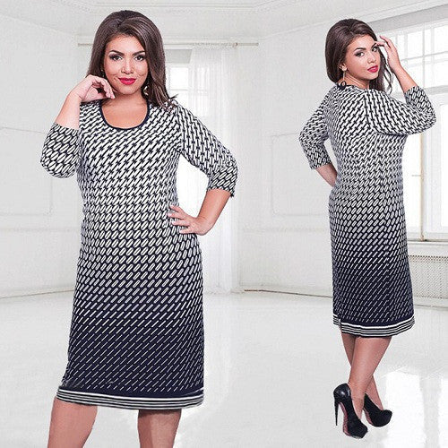 Online discount shop Australia - Elegant women dresses large size work dress big size plus size women clothing printed floral 6xl o-neck dress vestidos