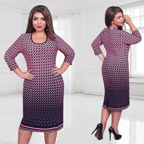Online discount shop Australia - Elegant women dresses large size work dress big size plus size women clothing printed floral 6xl o-neck dress vestidos