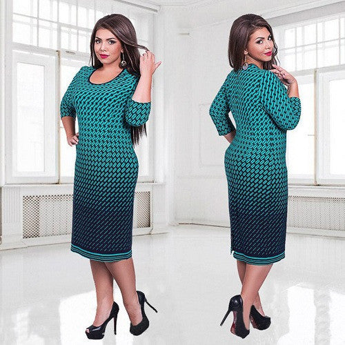 Online discount shop Australia - Elegant women dresses large size work dress big size plus size women clothing printed floral 6xl o-neck dress vestidos
