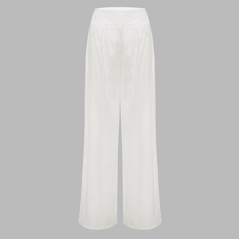Women Wide Leg Pants High Waist Elastic Party Pants Casual Trousers Ladies Loose Long Pants Plus Size