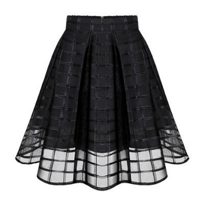 Online discount shop Australia - Knee-Length Women Skirt Tulle Skirts Womens High Waist Pleated Midi Skirts Organza Saia Feminino Tutu Skirt White/Black