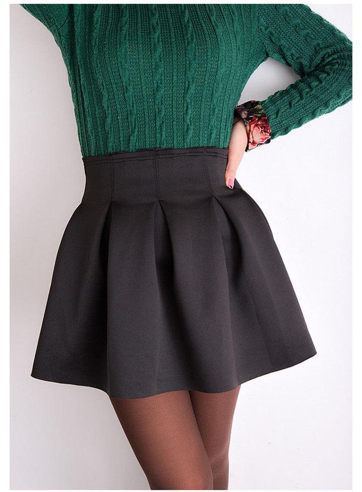 Online discount shop Australia - Elegant Good Quality Fashion Red Green Black Mini Skater Skirt Ball Gown With Zipper Skirts For Women